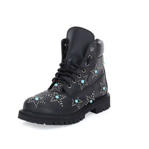 VALENTINO GARAVANI
Star-Studded Leather Combat Boot, Black